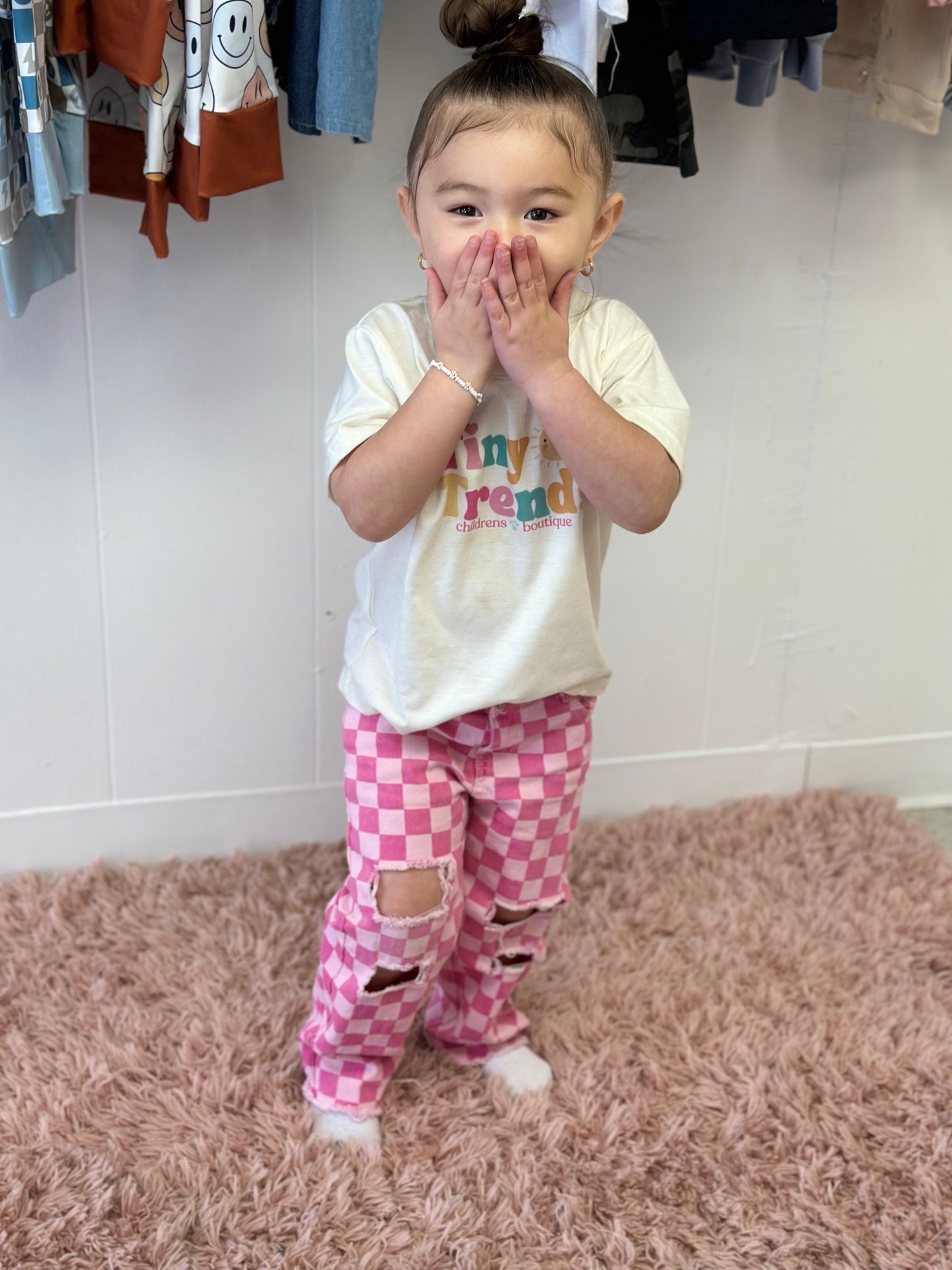 Checkered Straight Leg Pants