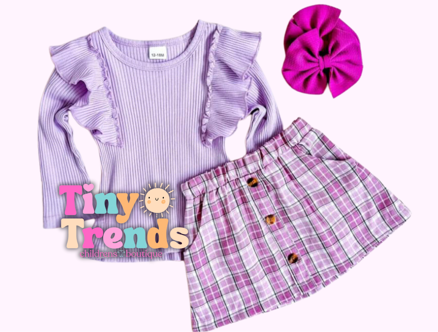 Purple plaid skirt set best sale