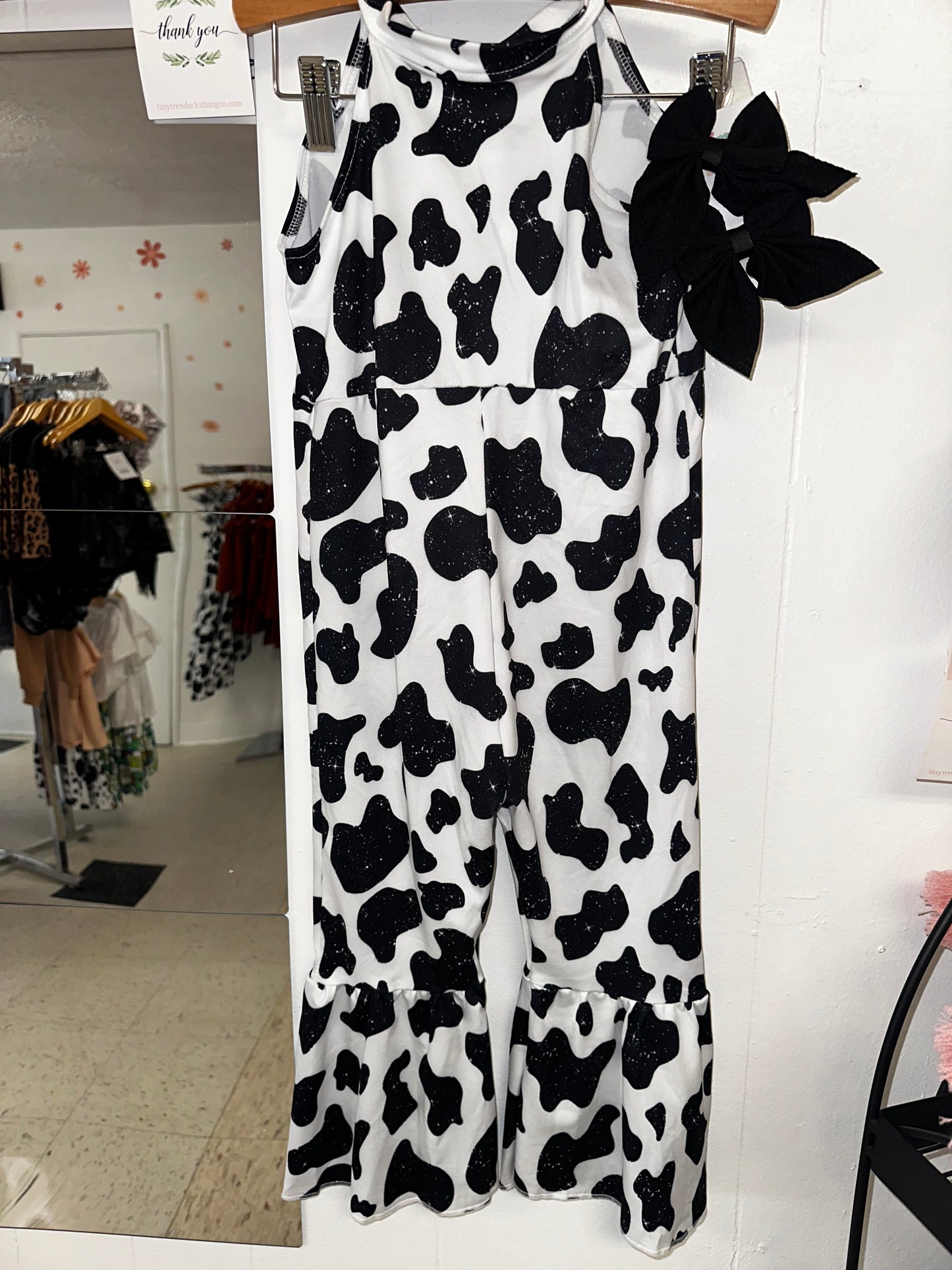 Cow Print Sleeveless Jumpsuit
