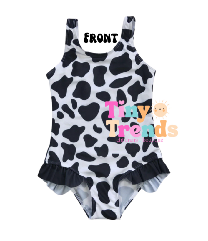 Cow Print Ruffle Swim