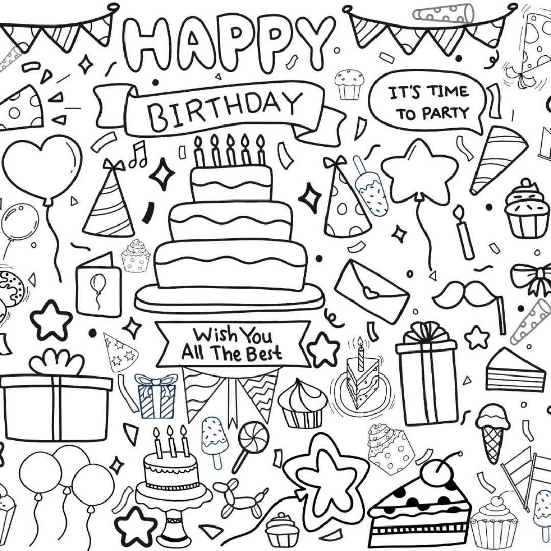 Birthday Party Coloring Tablecloth | Kids Activity