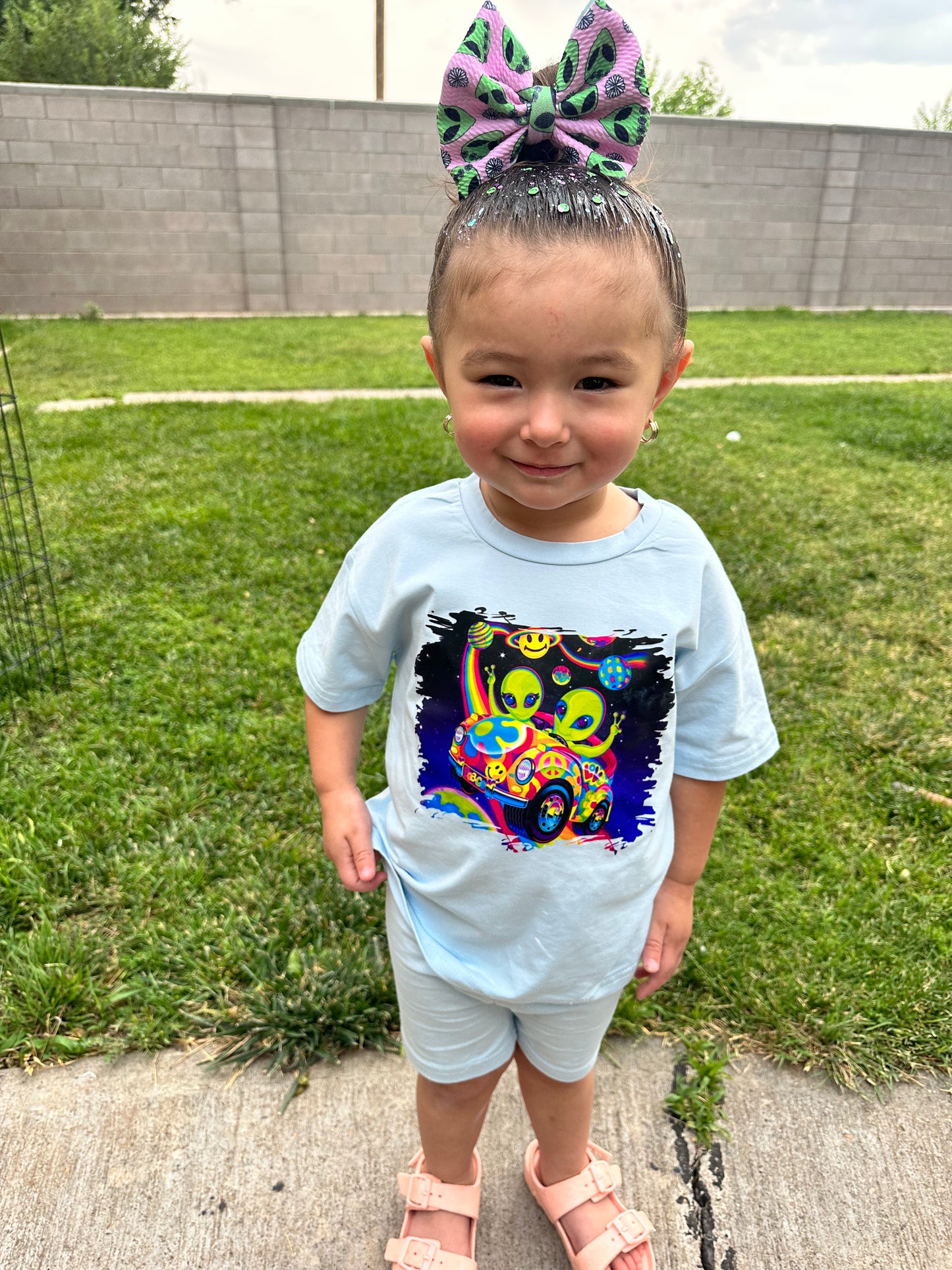 Lisa Frank Biker Shorts Outfit