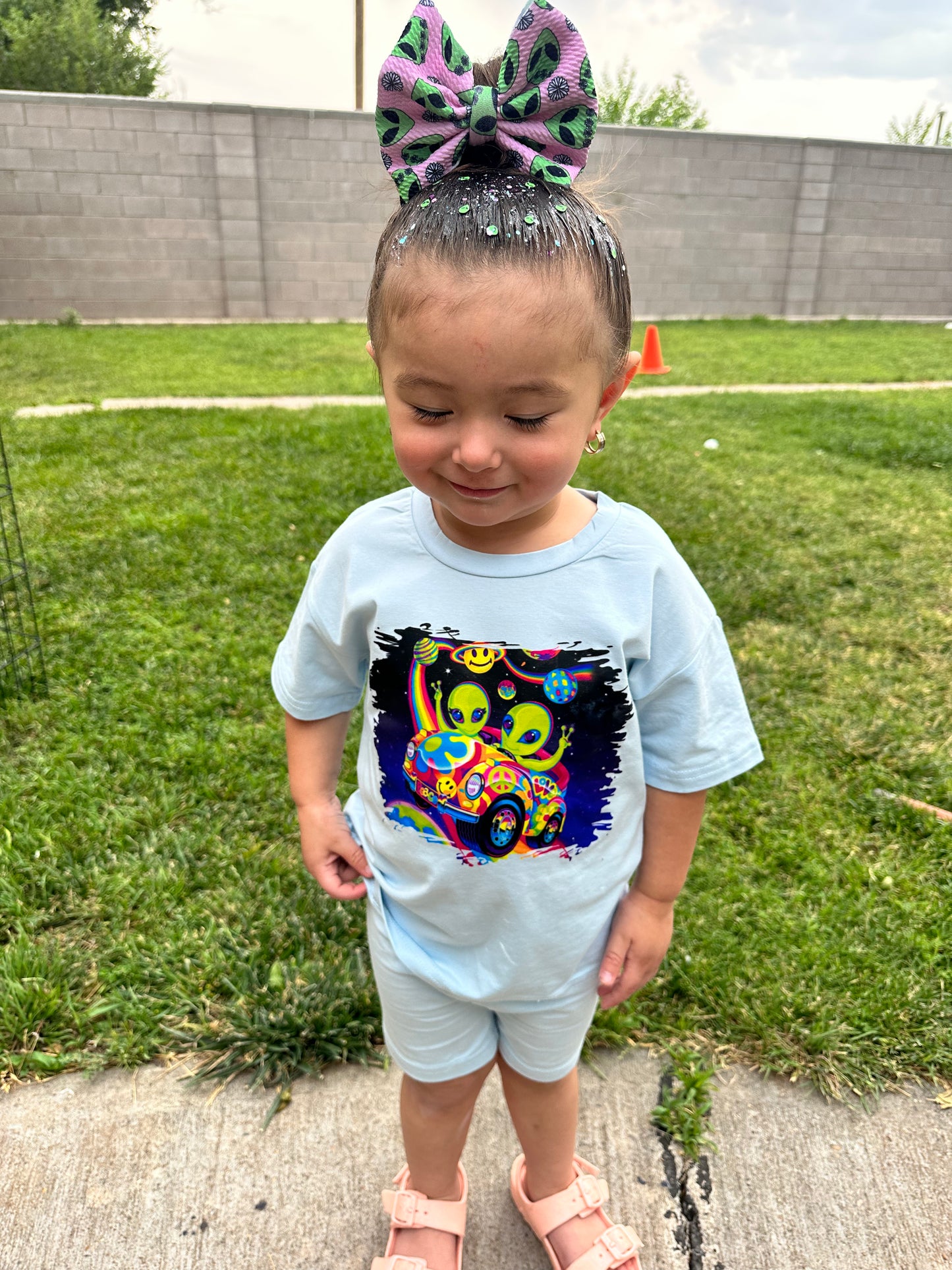 Lisa Frank Biker Shorts Outfit