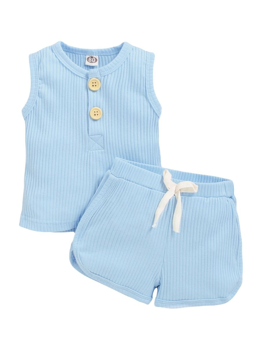 Baby Blue Ribbed Set