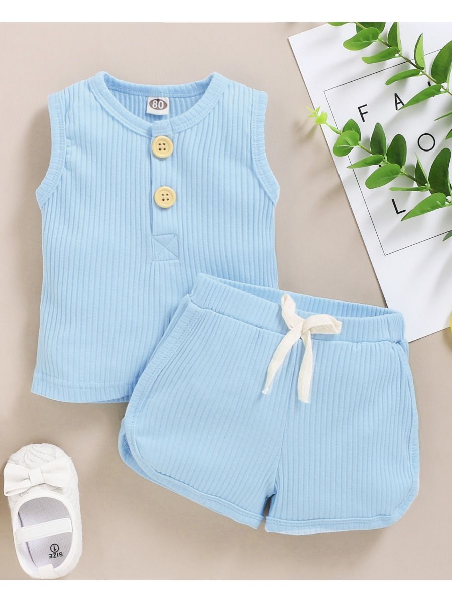 Baby Blue Ribbed Set