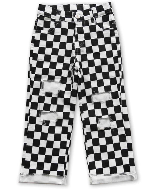 Checkered Straight Leg Pants