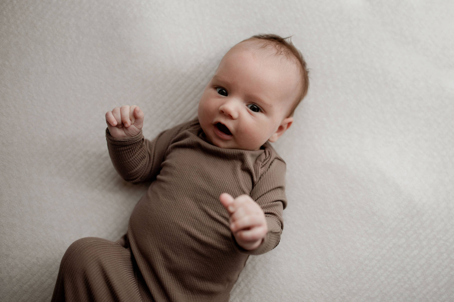 Cocoa Knotted Newborn Gown + Hat