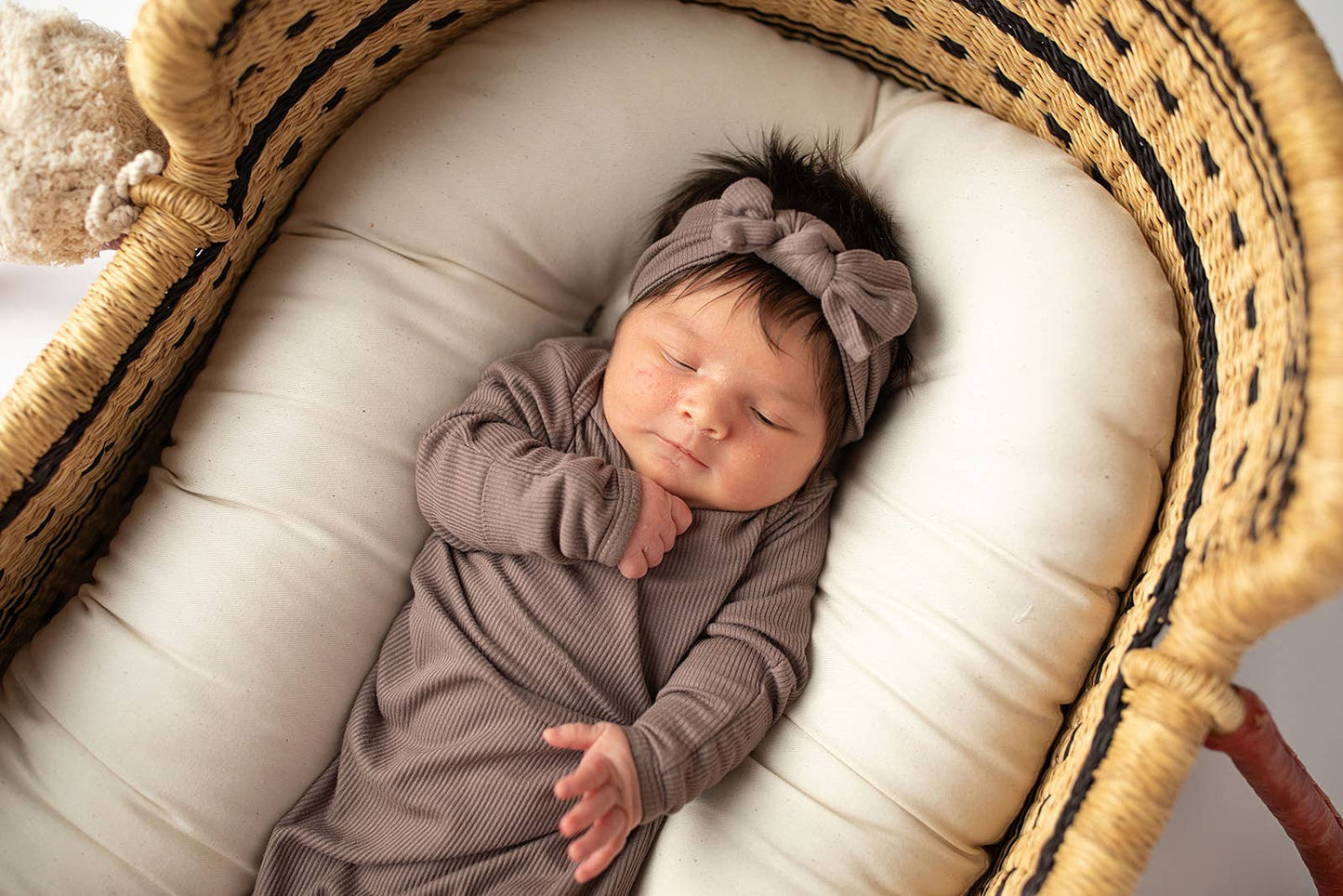 Cocoa Knotted Newborn Gown + Hat