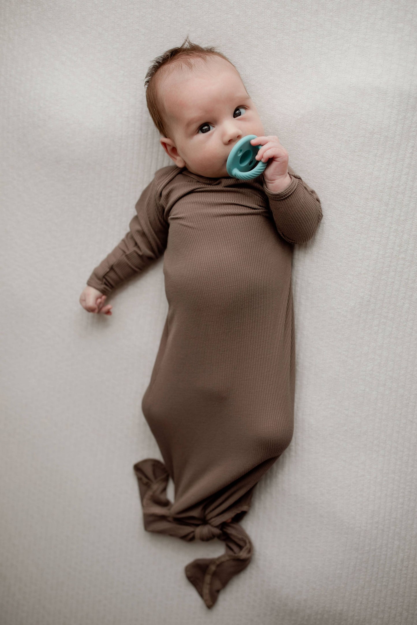 Cocoa Knotted Newborn Gown + Hat