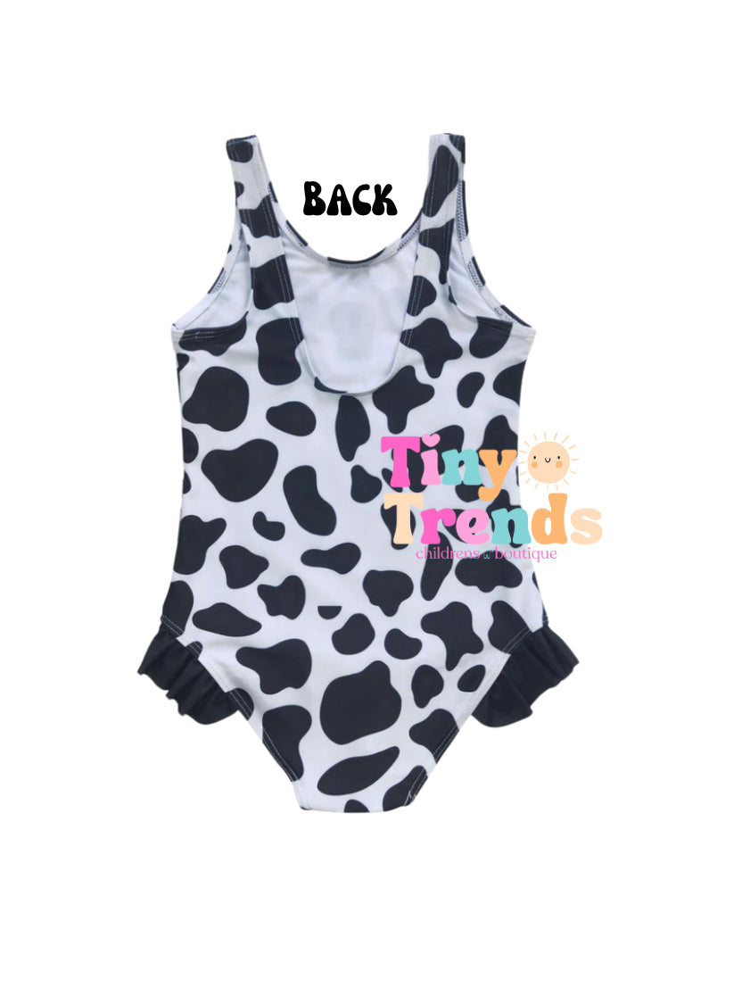 Cow Print Ruffle Swim