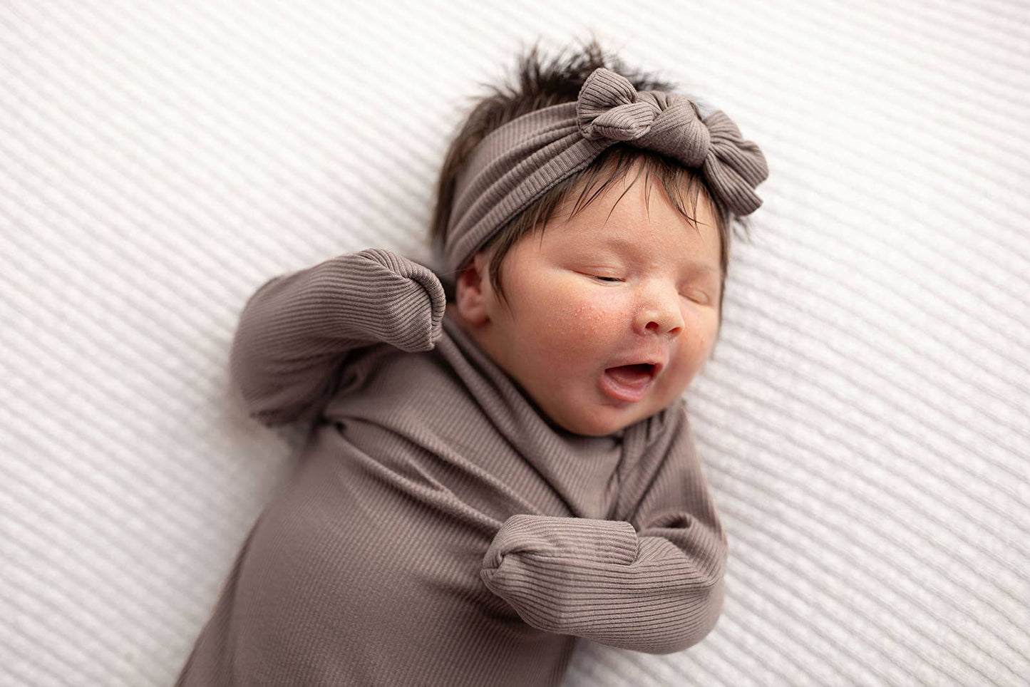 Cocoa Knotted Newborn Gown + Hat