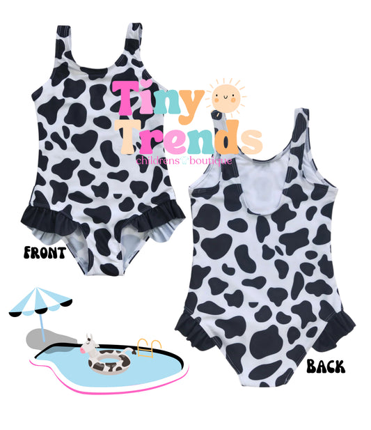 Cow Print Ruffle Swim