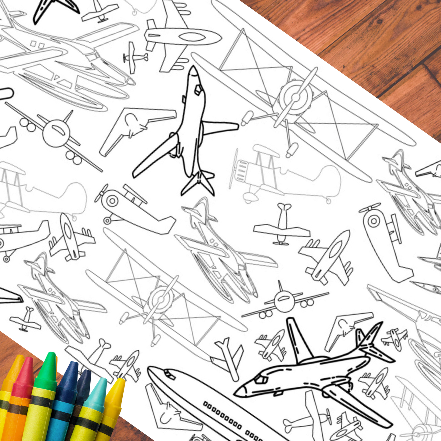 Airplane Coloring Tablecloth