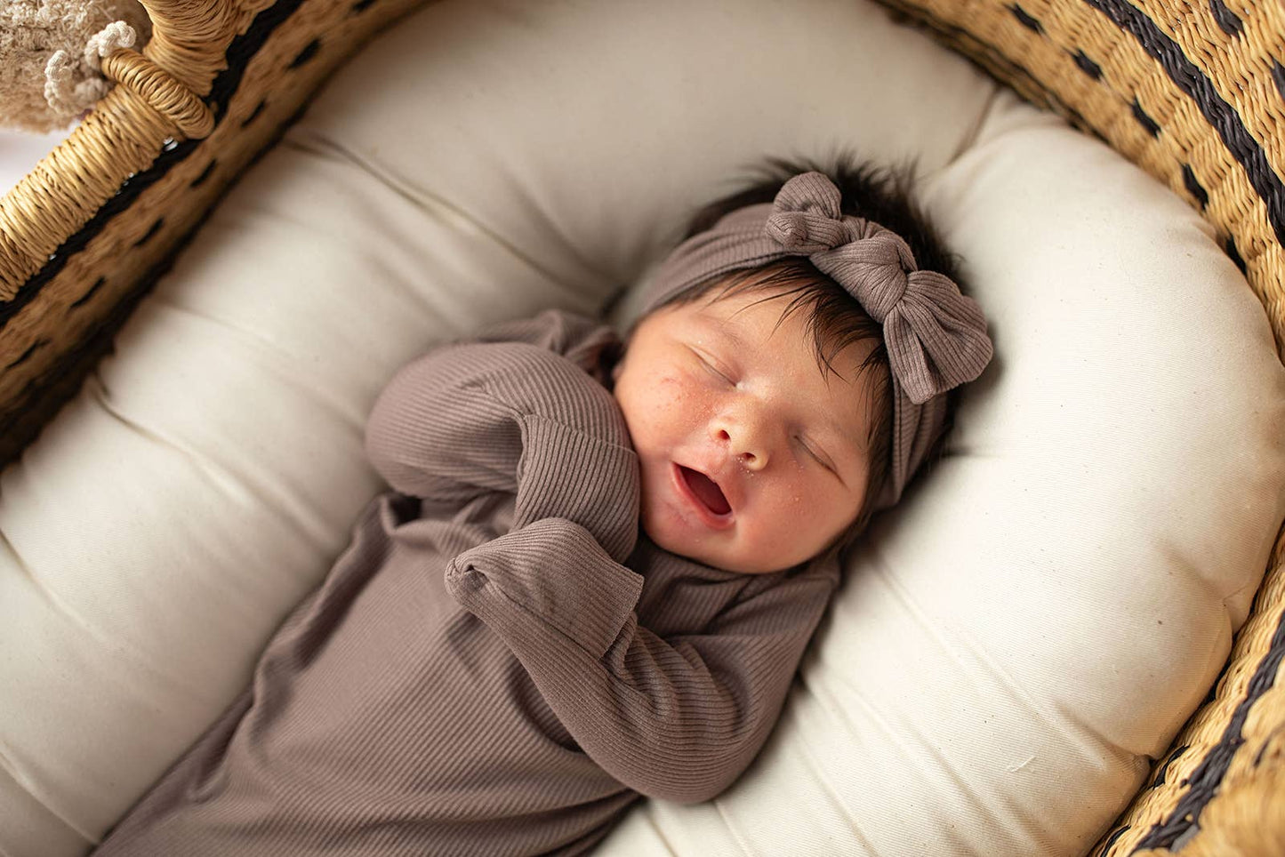 Cocoa Knotted Newborn Gown + Hat