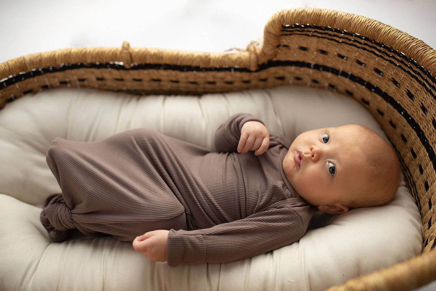 Cocoa Knotted Newborn Gown + Hat