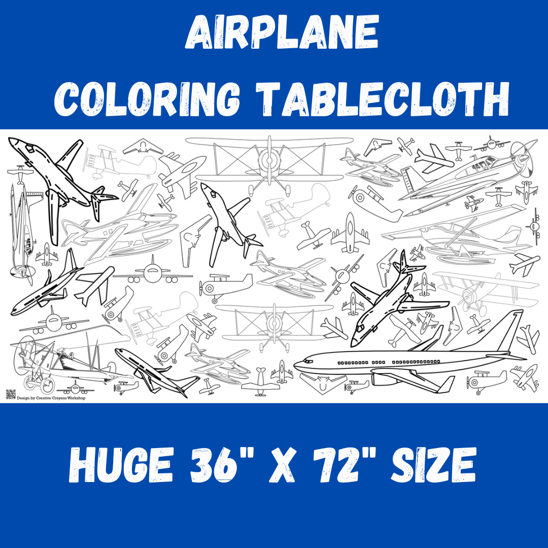 Airplane Coloring Tablecloth