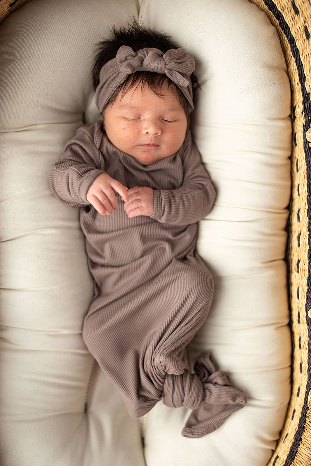 Cocoa Knotted Newborn Gown + Hat