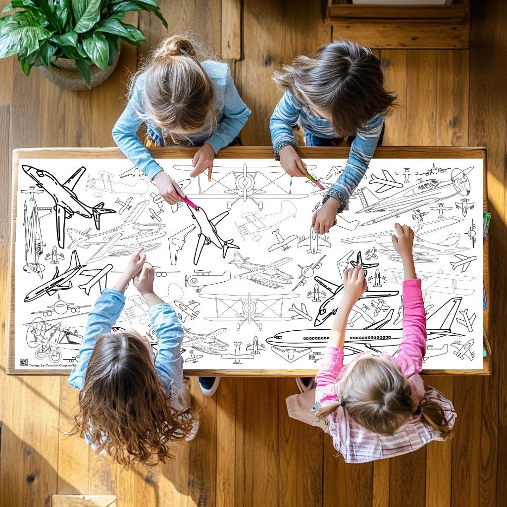Airplane Coloring Tablecloth