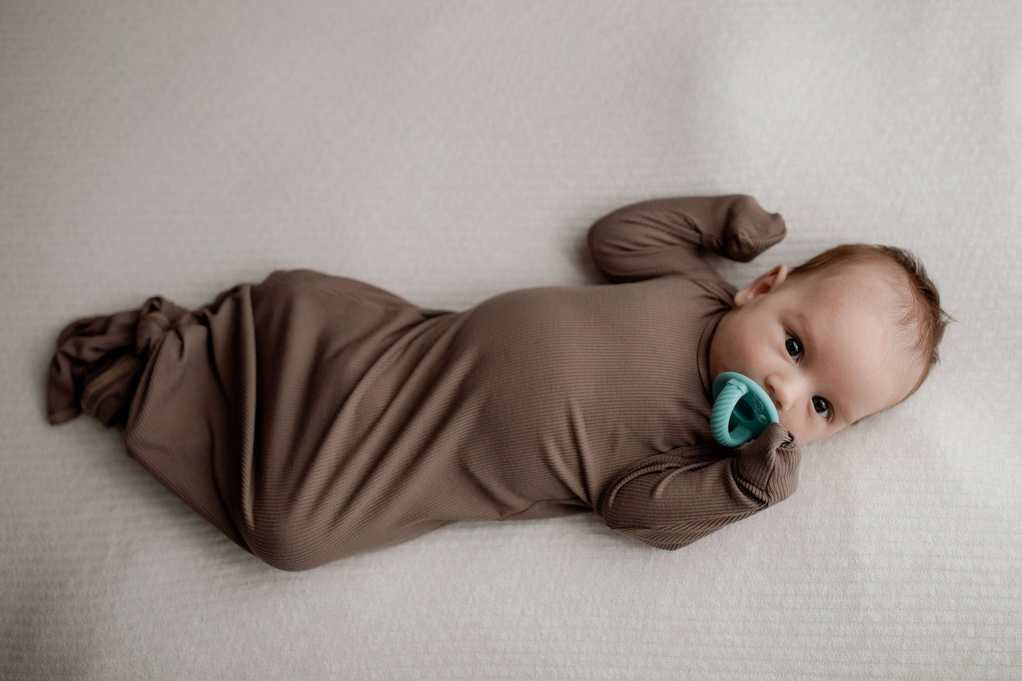 Cocoa Knotted Newborn Gown + Hat