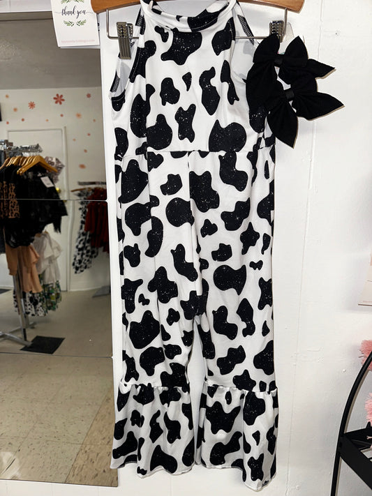 Cow Print Sleeveless Jumpsuit