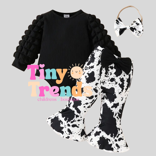 Cow print Bellbottom Set