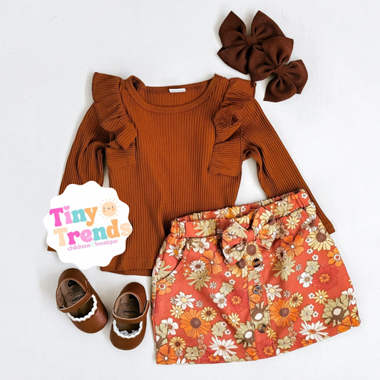 Retro Rust Skirt Set