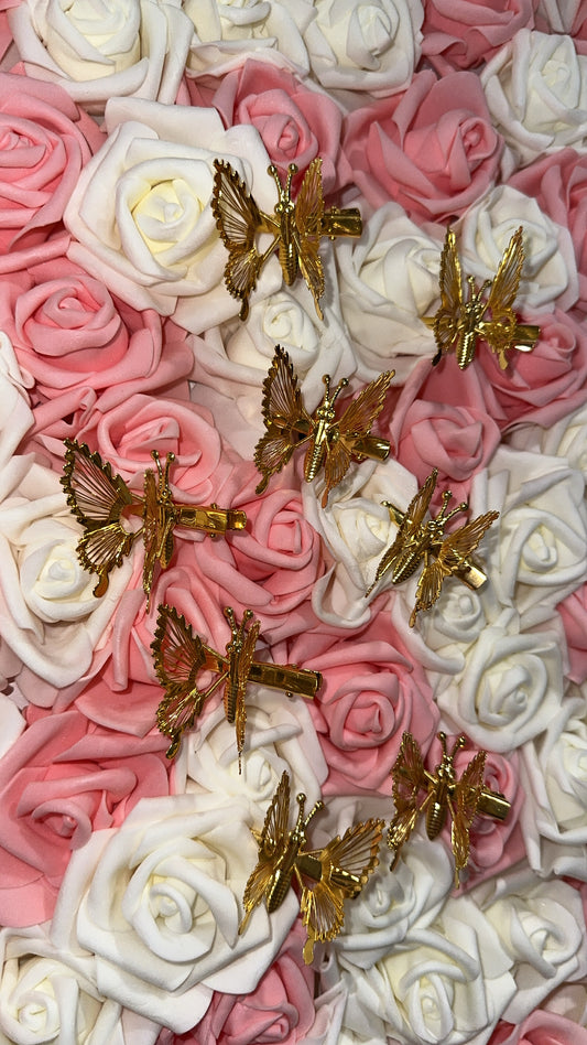Gold Butterfly Hair Clips