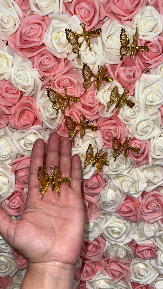 Gold Butterfly Hair Clips