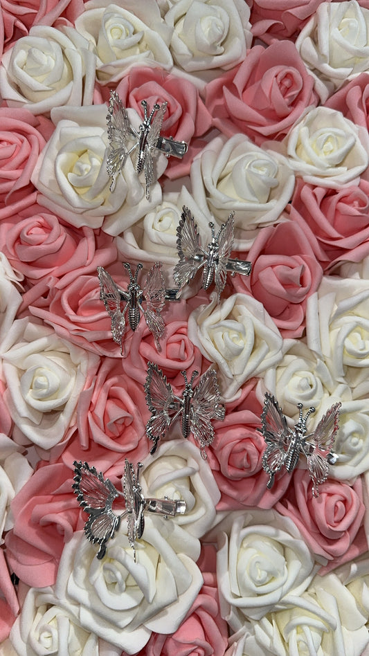 Silver Butterfly Clips