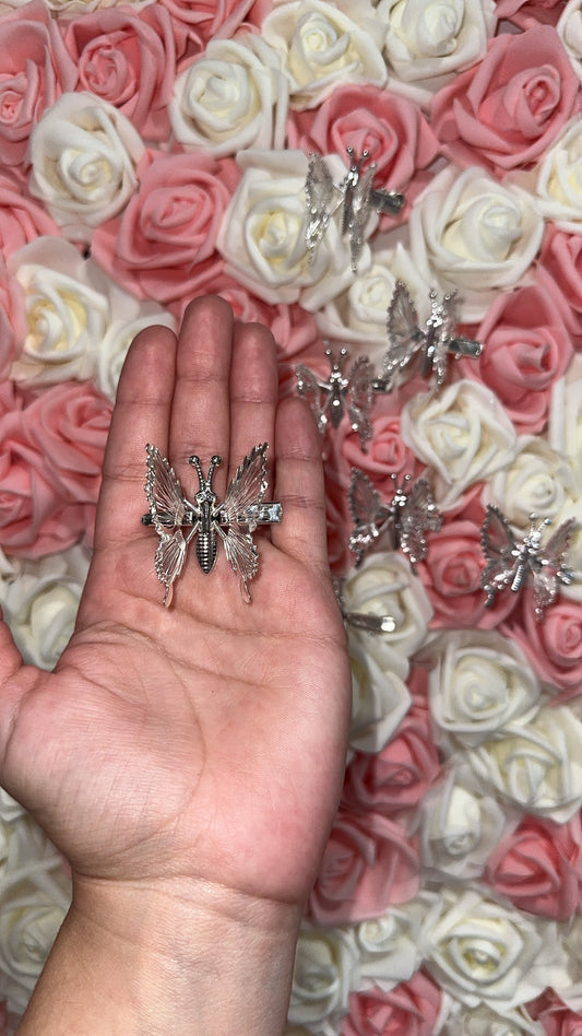 Silver Butterfly Clips