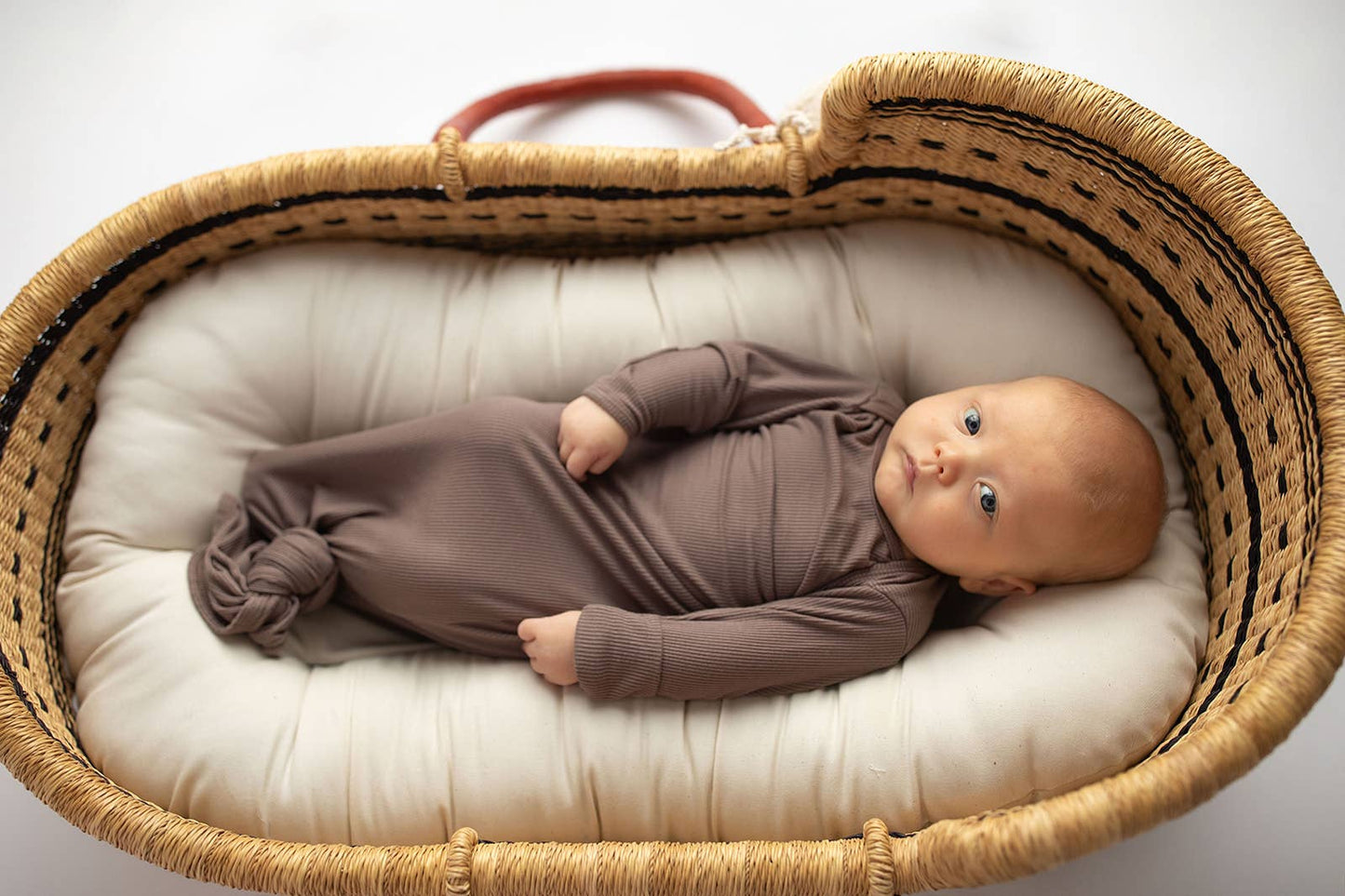 Cocoa Knotted Newborn Gown + Hat