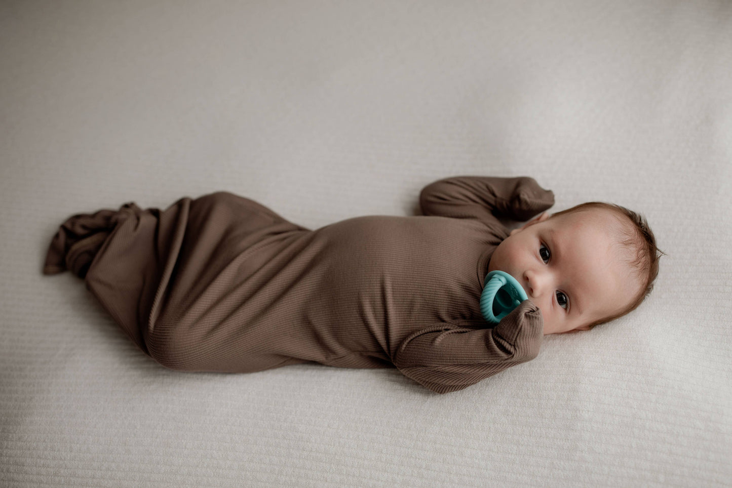 Cocoa Knotted Newborn Gown + Hat