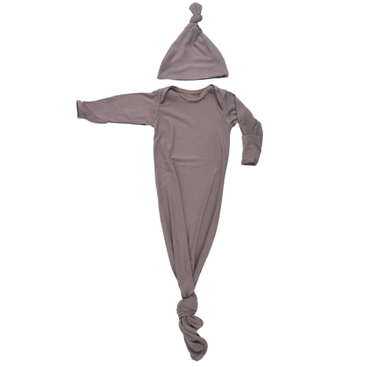 Cocoa Knotted Newborn Gown + Hat