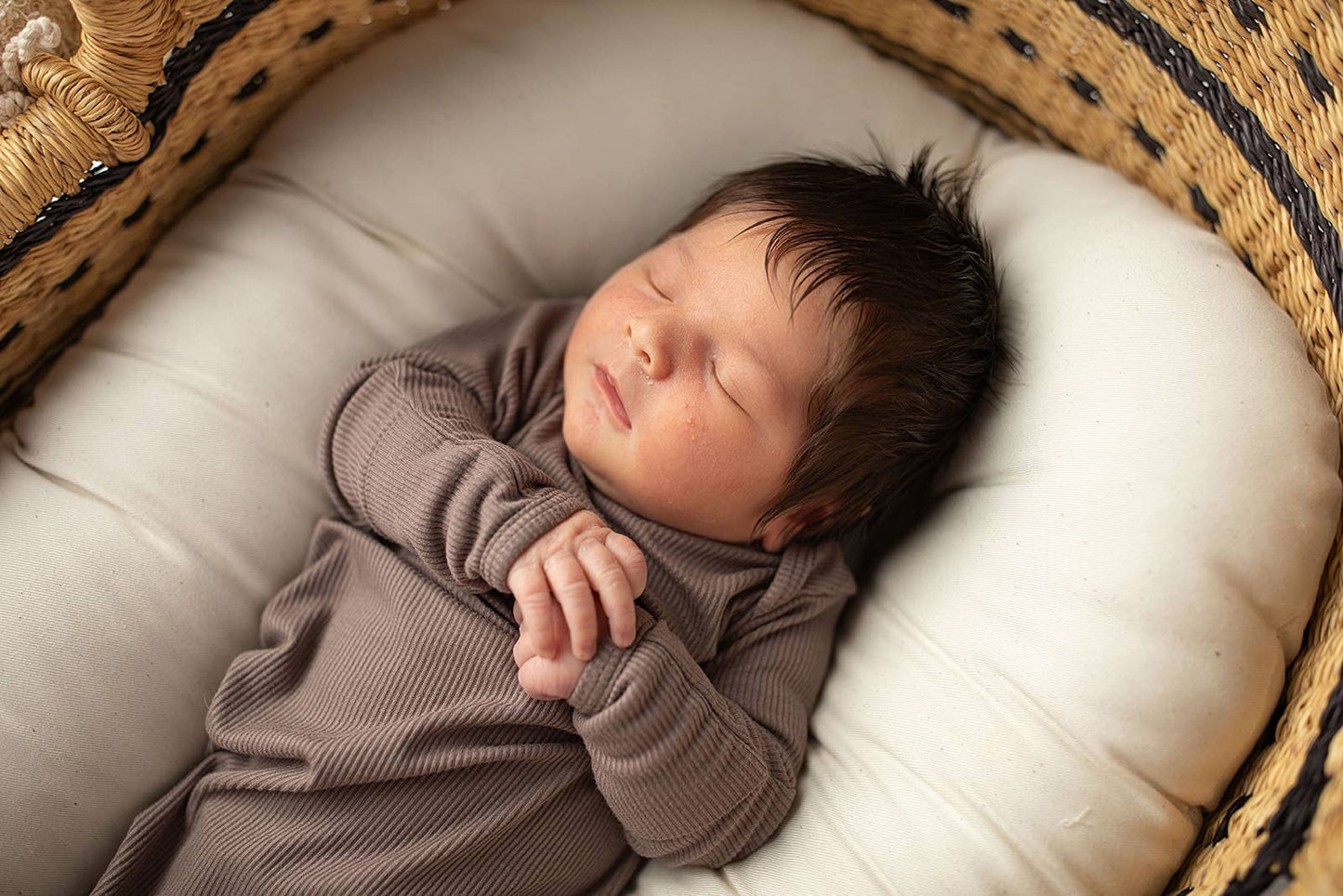 Cocoa Knotted Newborn Gown + Hat