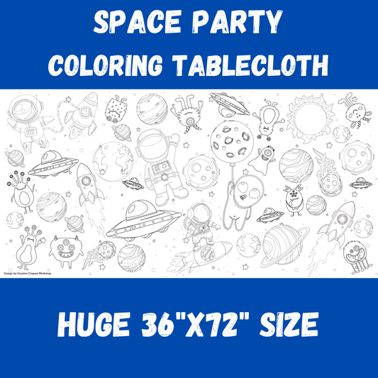 Space themed Coloring Tablecloth | Giant Birthday Banner