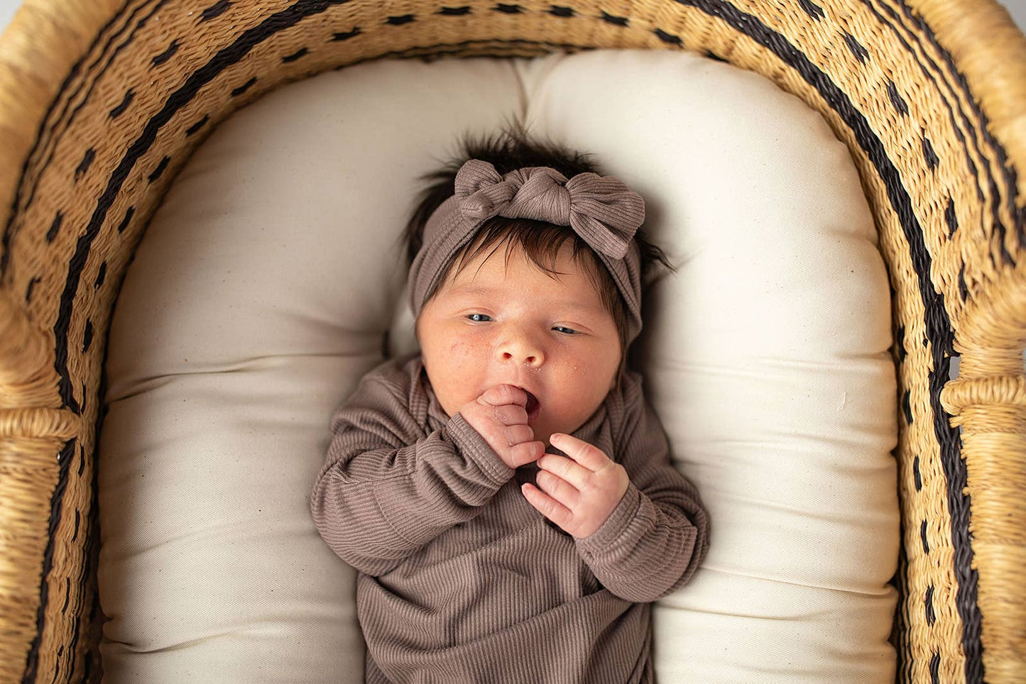 Cocoa Knotted Newborn Gown + Hat