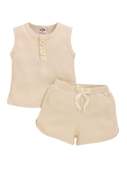 Beige Ribbed Set
