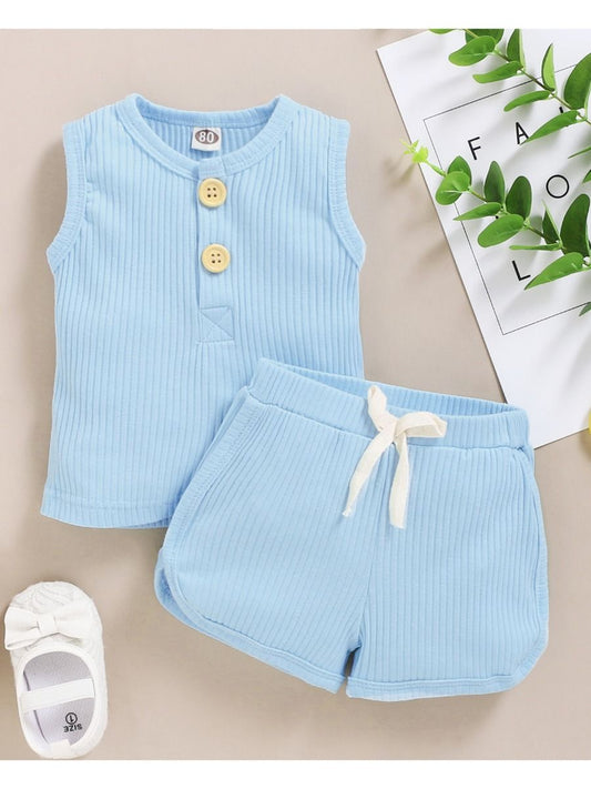 Baby Blue Ribbed Set