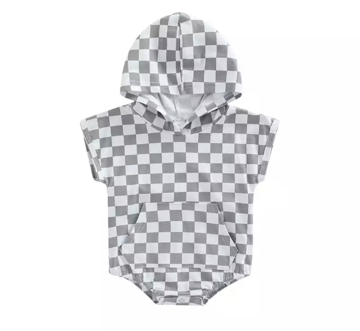 Grey Checkered Romper